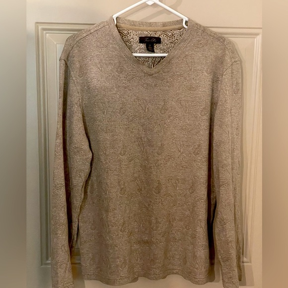 Tasso Elba Other - Tasso Elba Tan/Khaki Paisley V-Neck Sweater